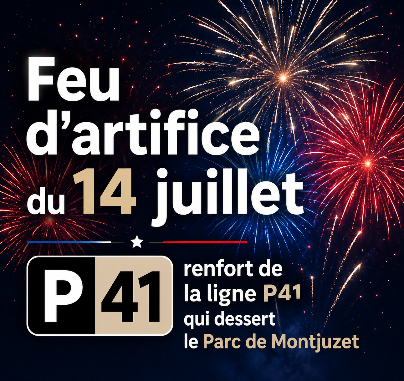 Feu d’artifice du 14 juillet : renfort de bus vers le parc de Montjuzet